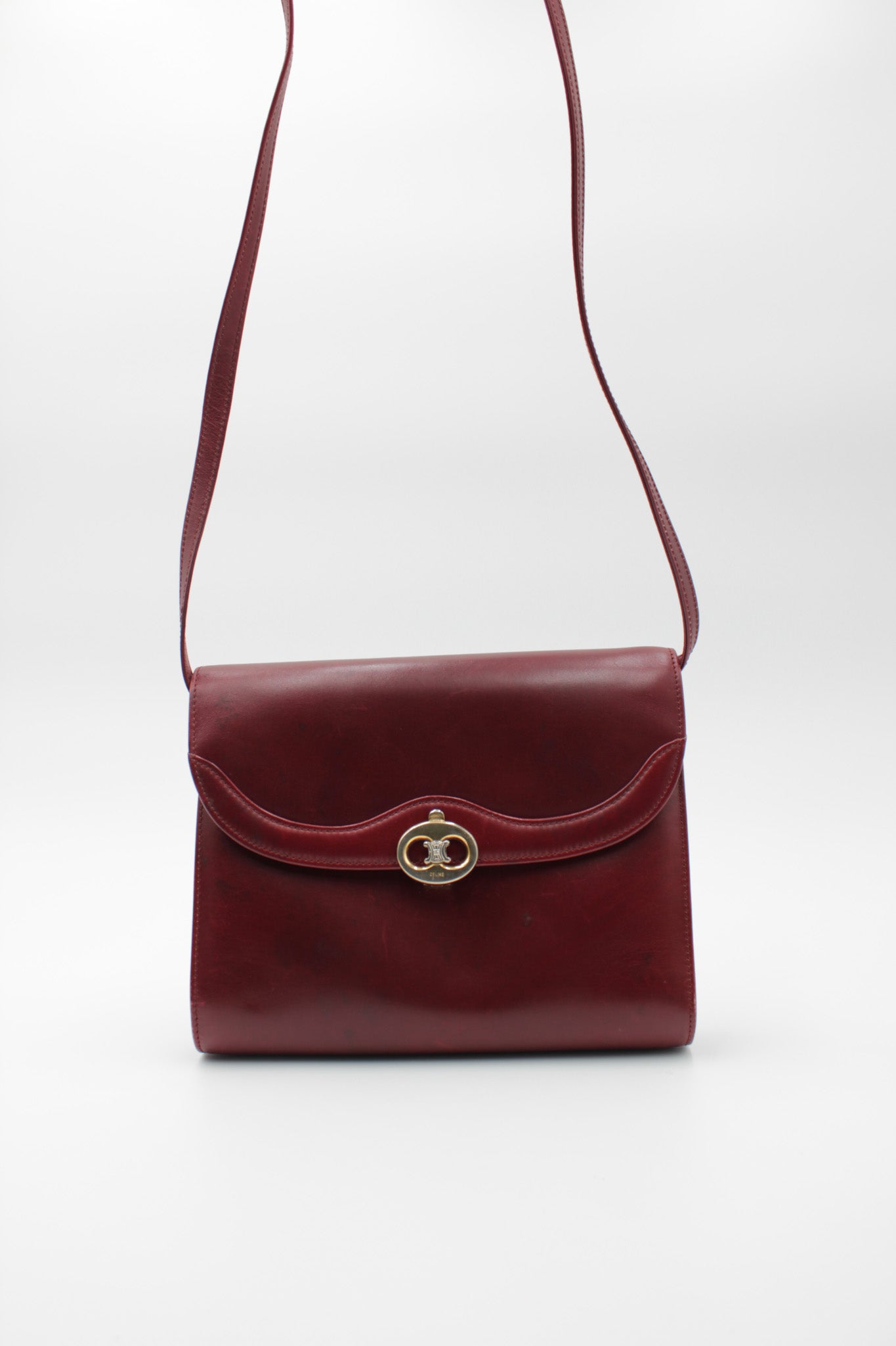 Shoulder Bag Leather Wine Red