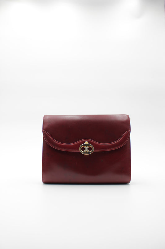 Shoulder Bag Leather Wine Red